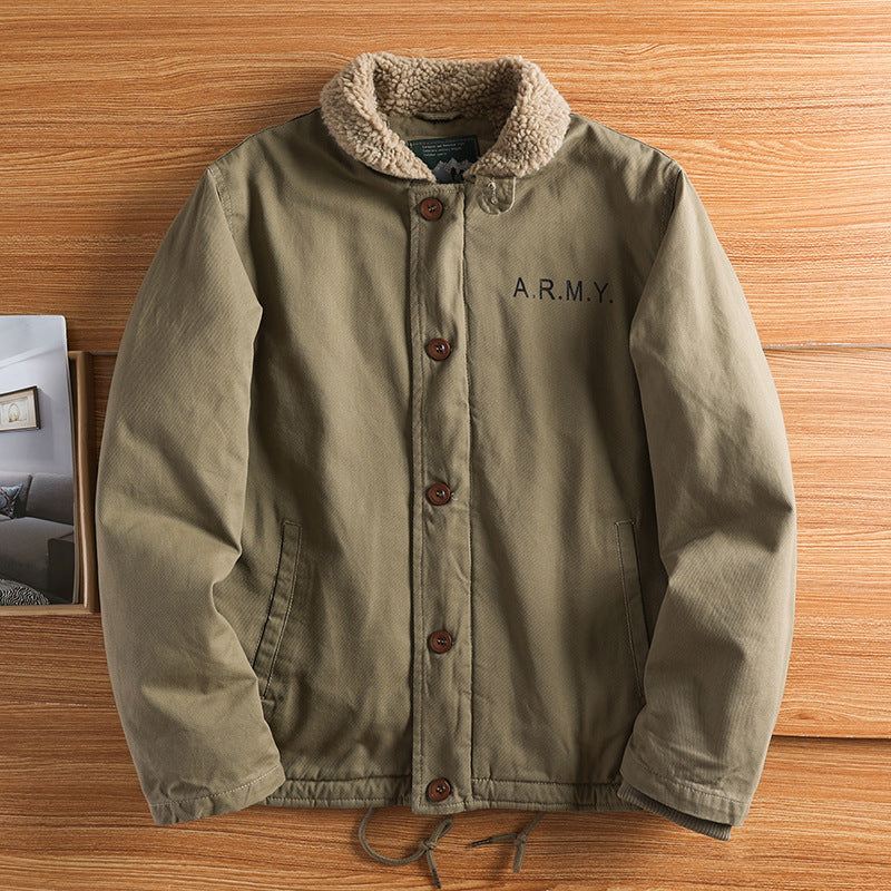 Herren nan militärisch inspirierte Canvasjacke mit Teddykragen, isolierender Innenlage und Kordelzug Echo Archiv