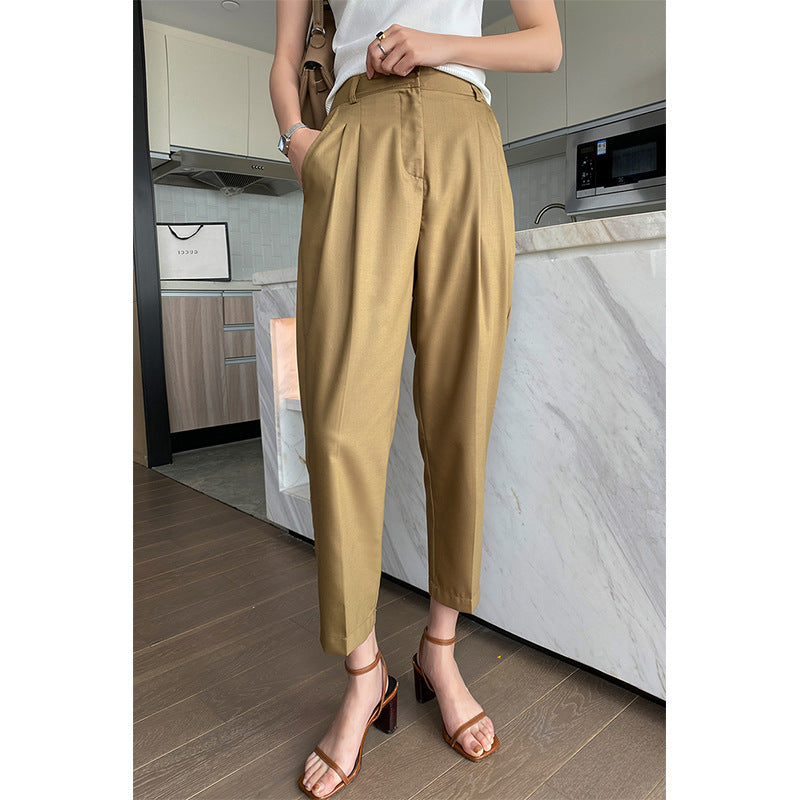 Damen Elegante Hochtaillierte Stoffhose Echoarchiv