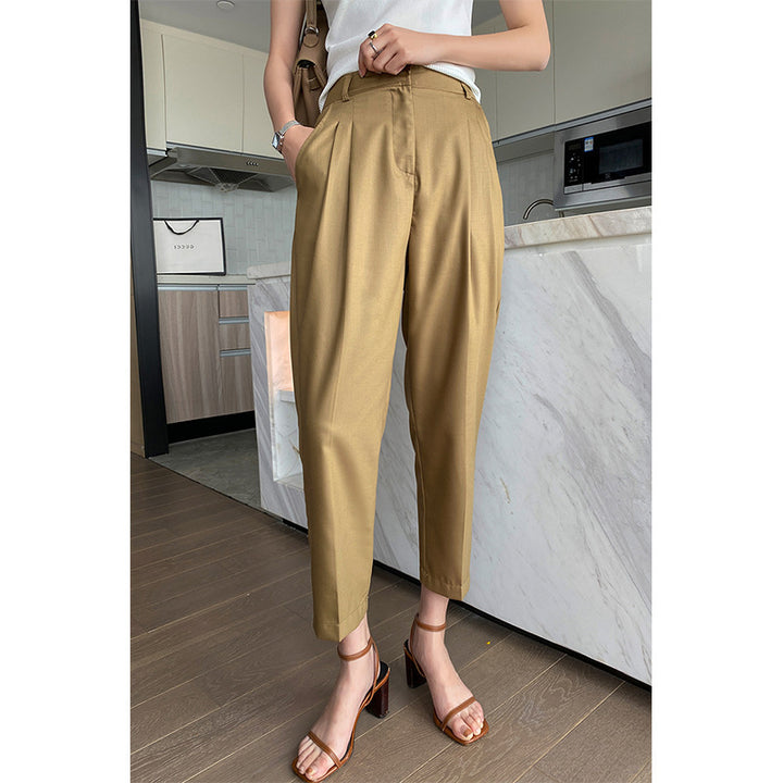 Damen Elegante Hochtaillierte Stoffhose Echoarchiv