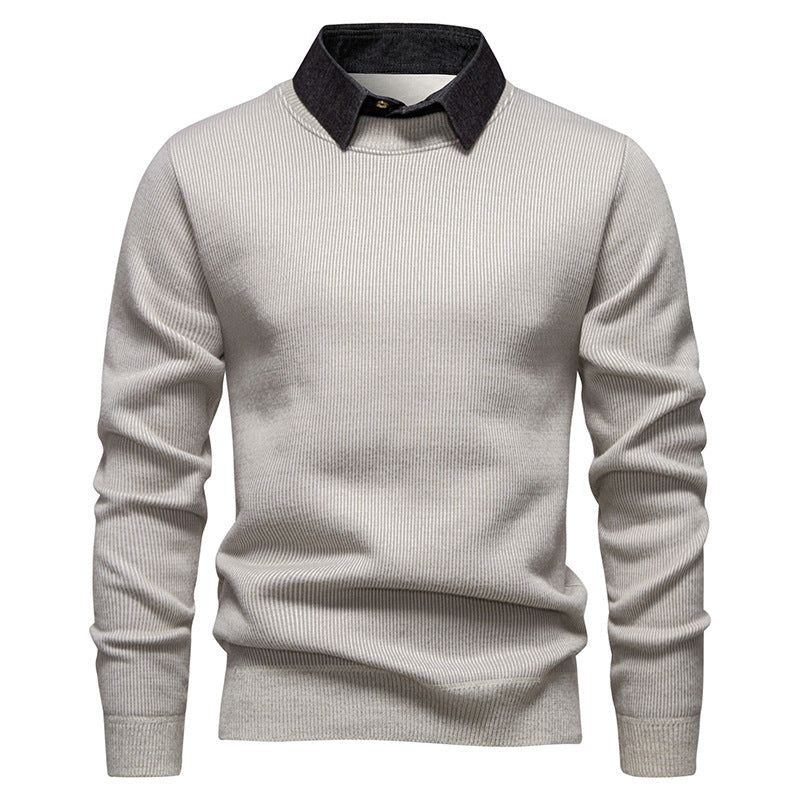 Herren Feinstrickpullover mit integriertem Hemdkragen‑Detail Echo Archiv