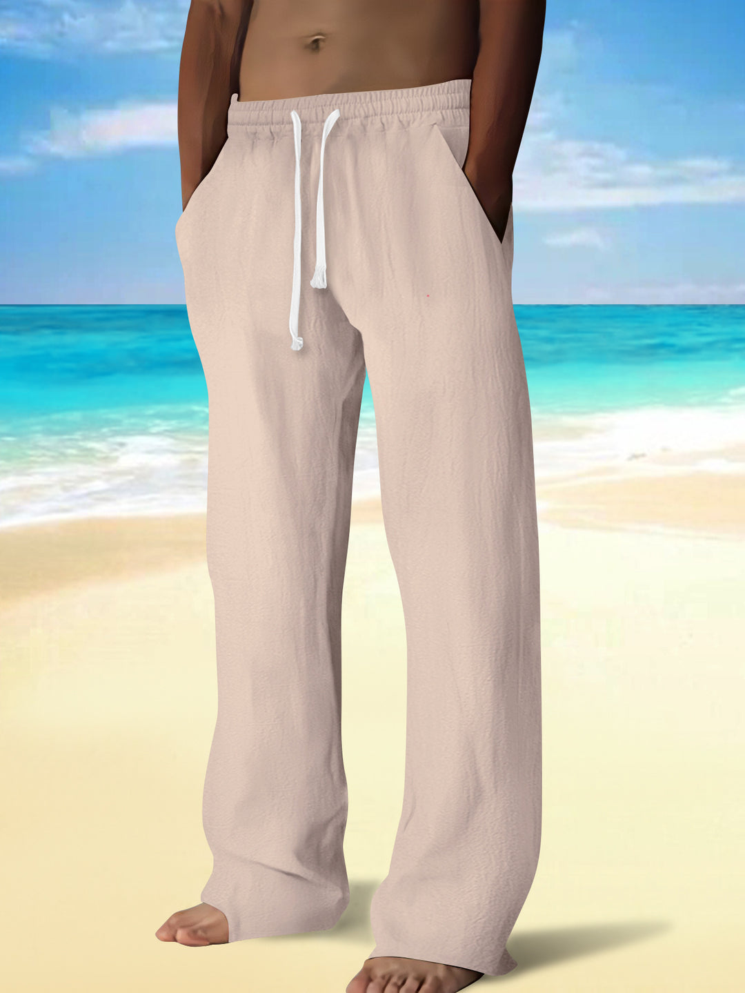 Herren bequeme Strandhose mit elastischem Bund und Seitentaschen Echoarchiv