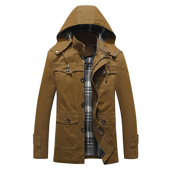 Herren Übergangs-Canvasparka mit gesteppter Karofutter-Innenlage und Mehrfachtaschen Echo Archiv