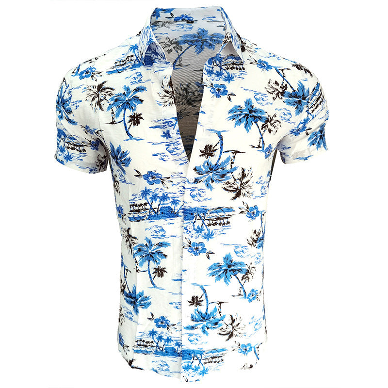 Herren Kurzarm-Hawaihemd mit floralem Muster und leichtem Stoff Echoarchiv