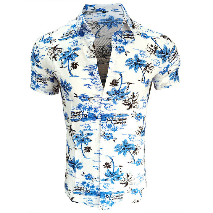 Herren Kurzarm-Hawaihemd mit floralem Muster und leichtem Stoff Echoarchiv