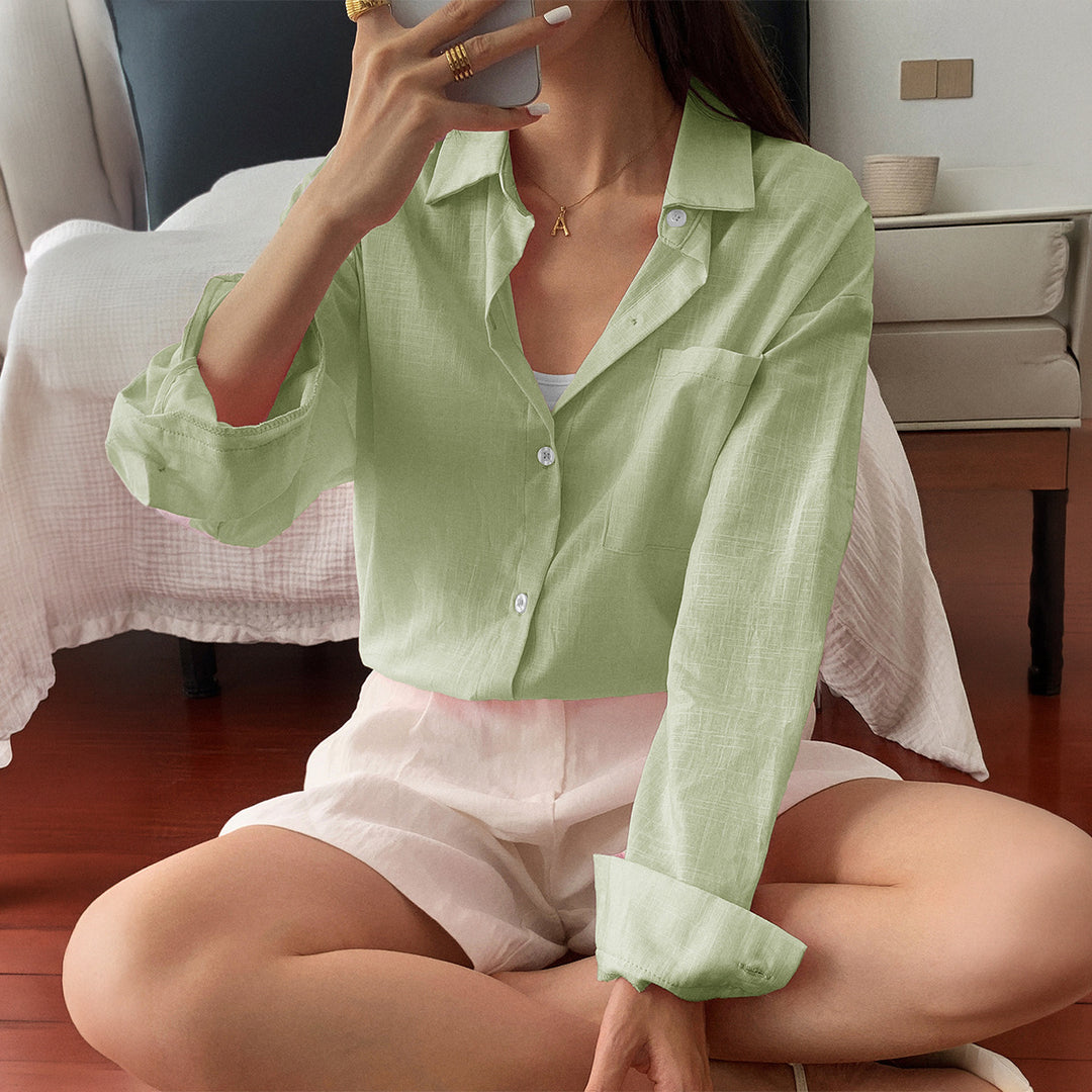 Damen nan zweiteiliges Sommer-Set aus leichtem Oversize-Hemd und ärmellosem Mini-Kleid Echo Archiv