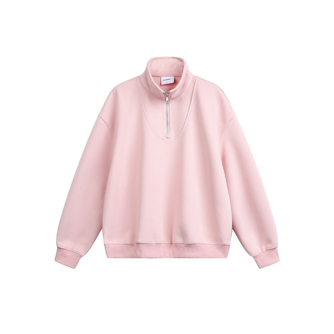 Damen Oversize Sweatshirt mit halbem Reißverschluss und Stehkragen Echoarchiv