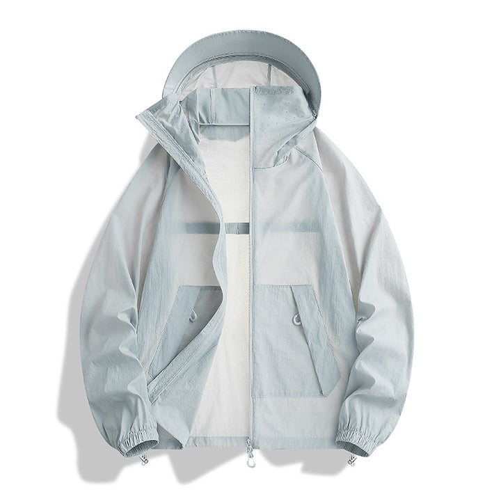 Herren Leichte Wind- und Wasserabweisende Kapuzen‑Übergangsjacke mit Netzfutter & Tunnelzug Echoarchiv