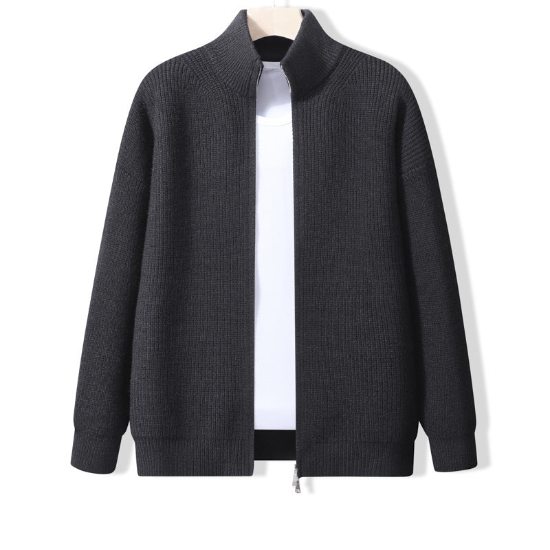 Herren Stylische Strickjacke mit hohem Kragen und Reißverschluss – Taviero