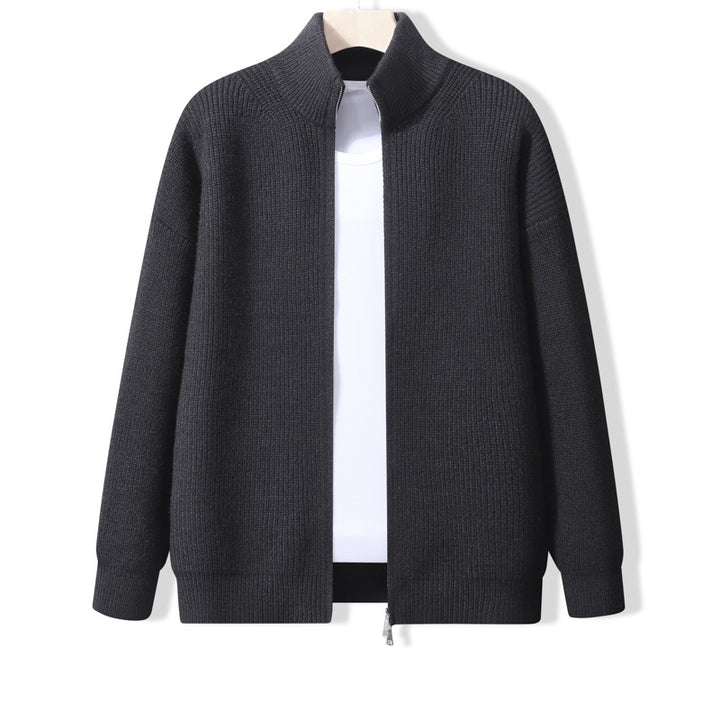 Herren Stylische Strickjacke mit hohem Kragen und Reißverschluss – Taviero