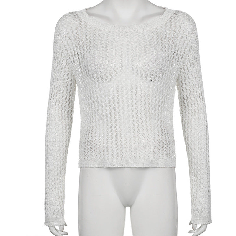 Damen luftiger Strickpullover mit feinem Netzmuster Echo Archiv