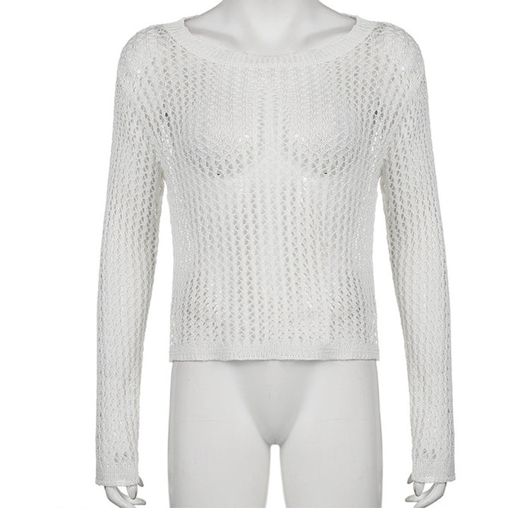 Damen luftiger Strickpullover mit feinem Netzmuster Echo Archiv