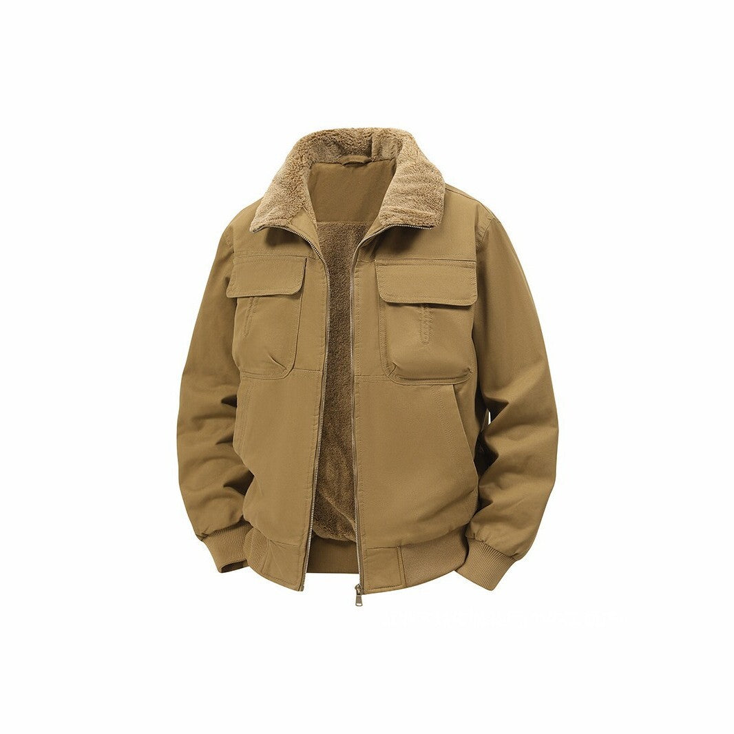 Herren Thermo‑Bomberjacke mit durchgehendem Reißverschluss, Sherpa‑Kragen und Utility‑Taschen Echo Archiv