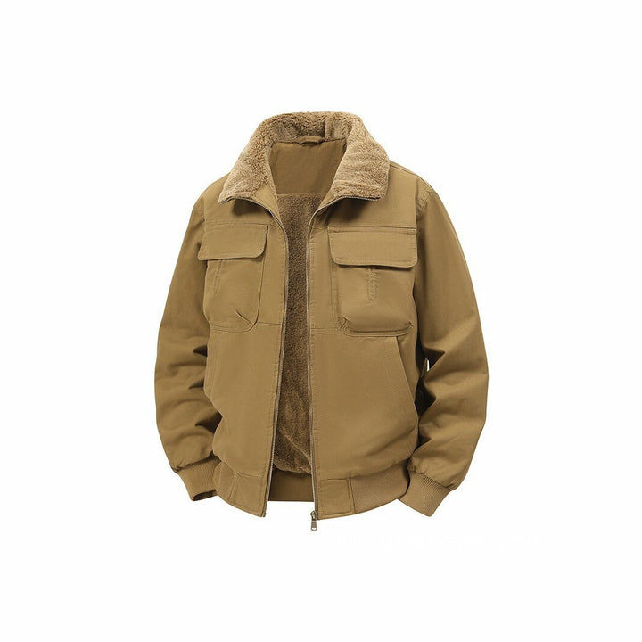 Herren Thermo‑Bomberjacke mit durchgehendem Reißverschluss, Sherpa‑Kragen und Utility‑Taschen Echo Archiv