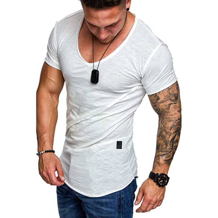 Herren V-Ausschnitt T-Shirt aus hochwertiger Baumwolle mit strukturierter Oberfläche Echoarchiv