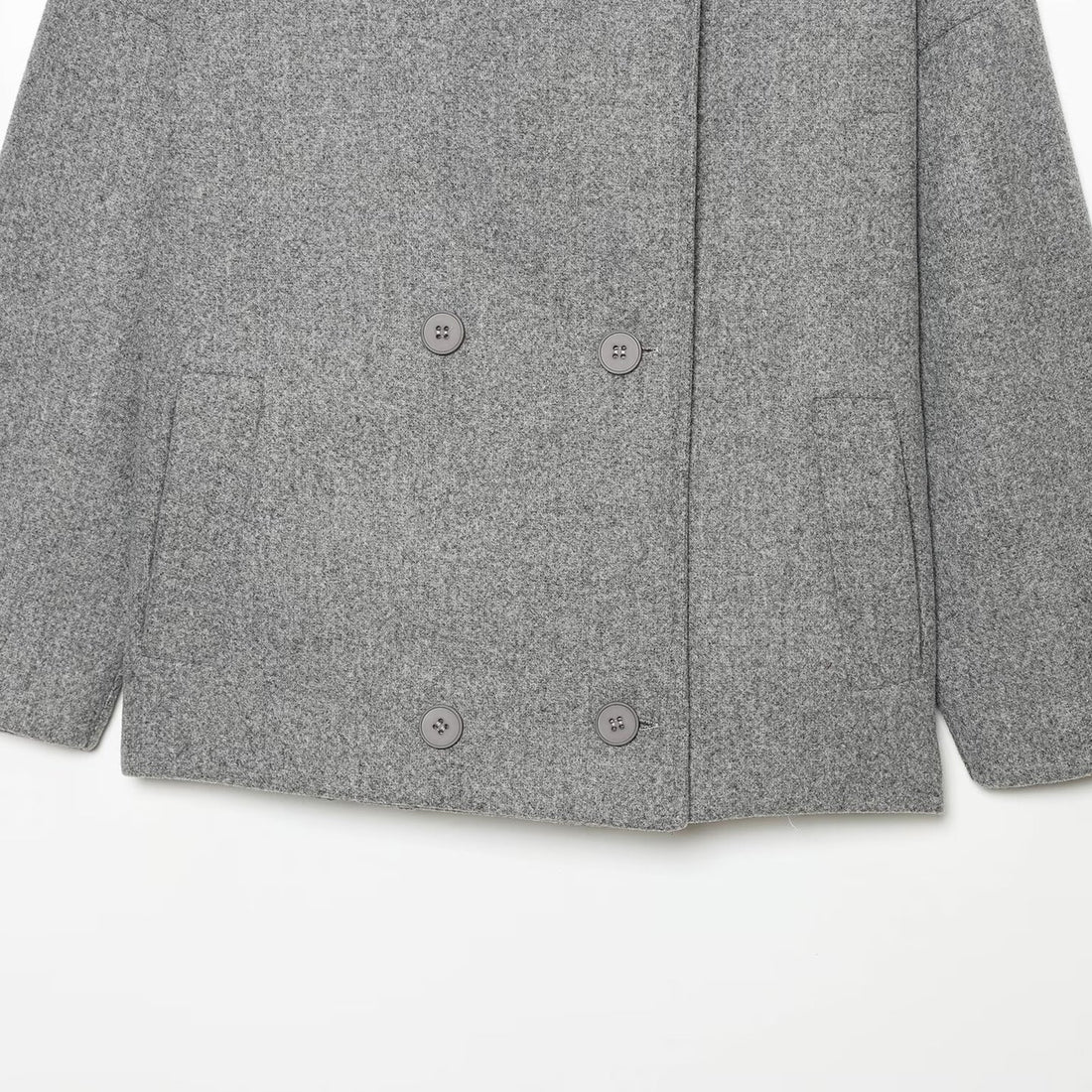 Damen Kurzes Cape-Mantel aus Wollmix mit hohem Stehkragen und doppelreihiger Knopfleiste Echoarchiv