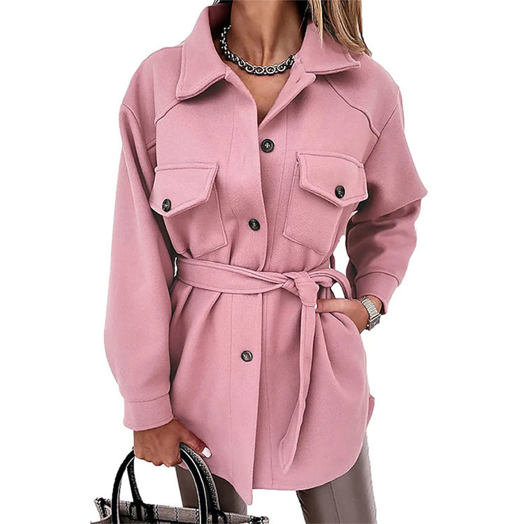 Damen Shacket Hemdjacke aus strukturierter WEchoarchivware mit Pattentaschen Echoarchiv