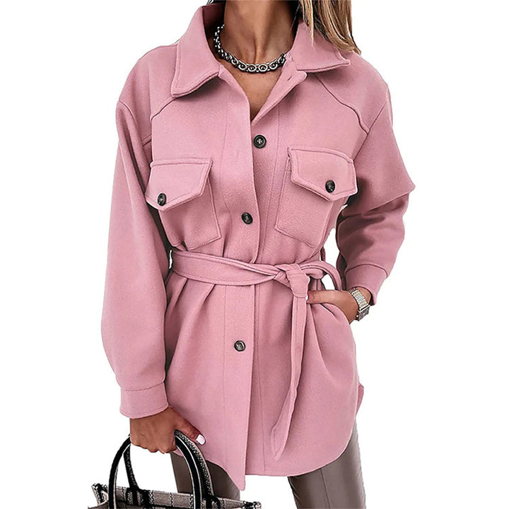 Damen Shacket Hemdjacke aus strukturierter WEchoarchivware mit Pattentaschen Echoarchiv