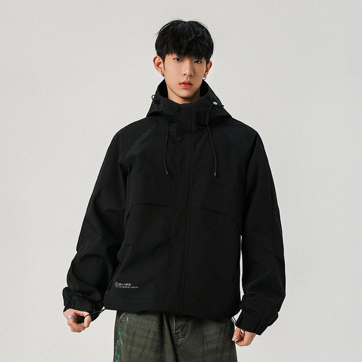 Herren Technische Kapuzen-Softshelljacke mit hohem Kragen und verstellbarem Saum Echoarchiv