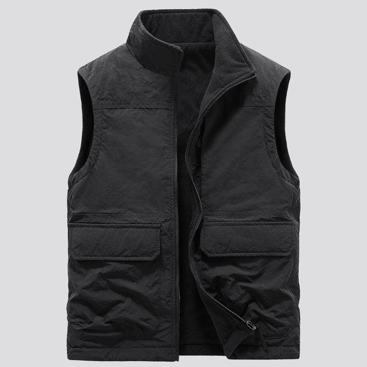 Herren Gefütterte Utility‑Weste mit Fleece‑Innenlage und aufgesetzten Pattentaschen – Taviero
