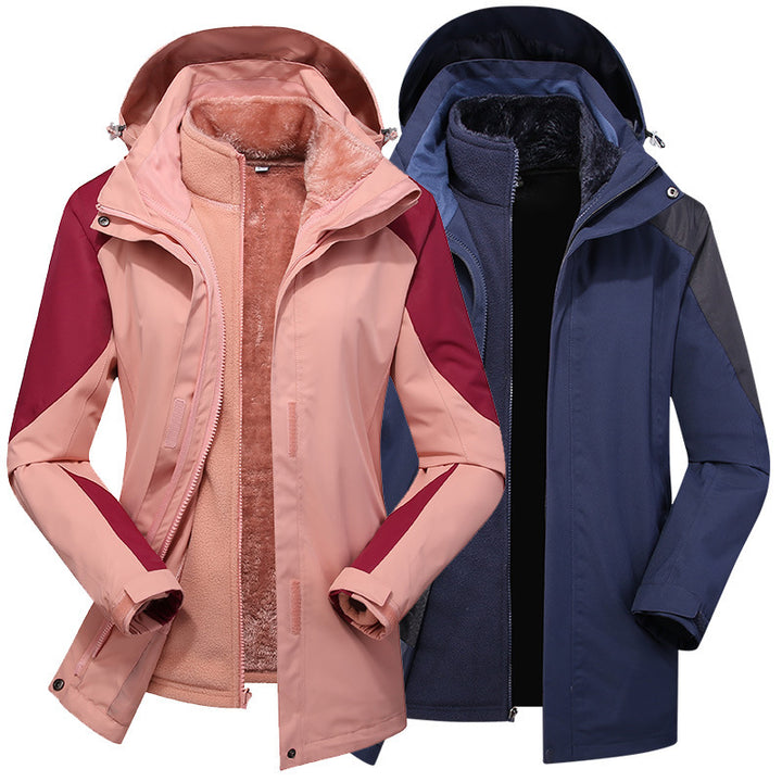 Damen Modulare Softshell-Regenjacke mit herausnehmbarer Fleece-Innenjacke und verstellbarer Kapuze – Célinea