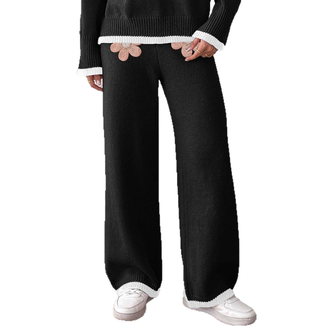 Damen bequeme Strickhose mit floralem Applikationsdesign Echo Archiv