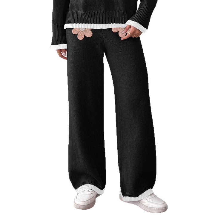 Damen bequeme Strickhose mit floralem Applikationsdesign Echo Archiv