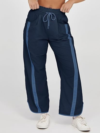 Damen relaxte Trackpants mit seitlichem Kontraststreifen, elastischem Smokbund und Eingrifftaschen – Avélisse