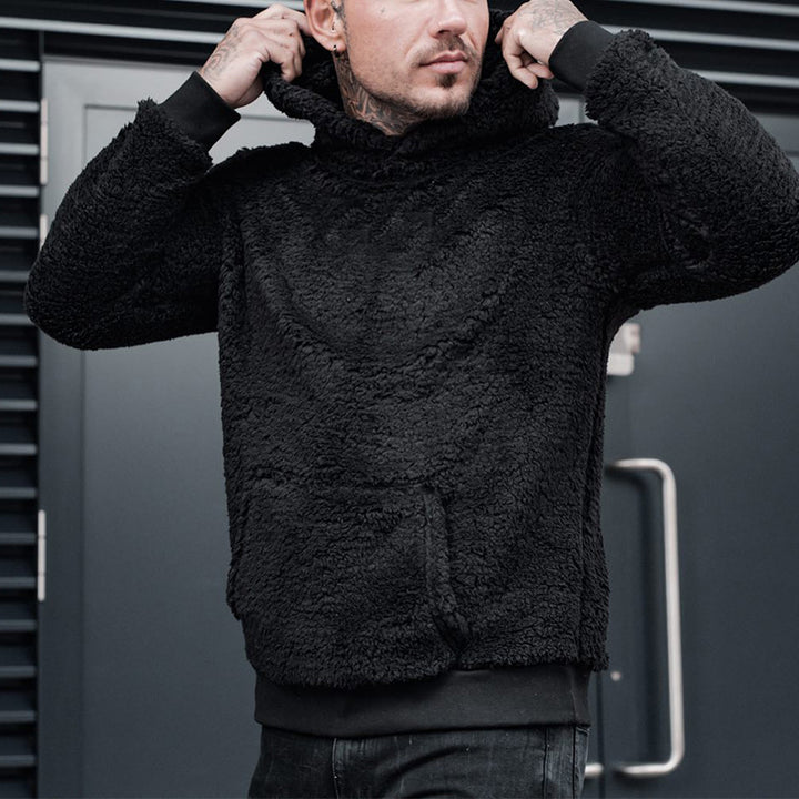 Herren kuscheliger Fleece-Hoodie mit Kängurutasche und Kapuze Echoarchiv