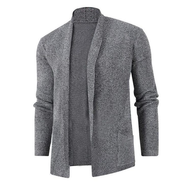Herren lässige Strickjacke mit offenem Kragen und elegantem Rippdesign Echoarchiv