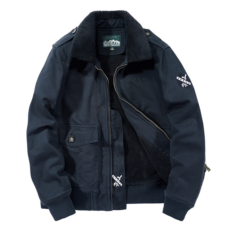 Herren nan Canvas-Pilotjacke mit Sherpa-Kragen, gesteppter Innenlage und Ärmel-Reißverschlusstasche Echo Archiv
