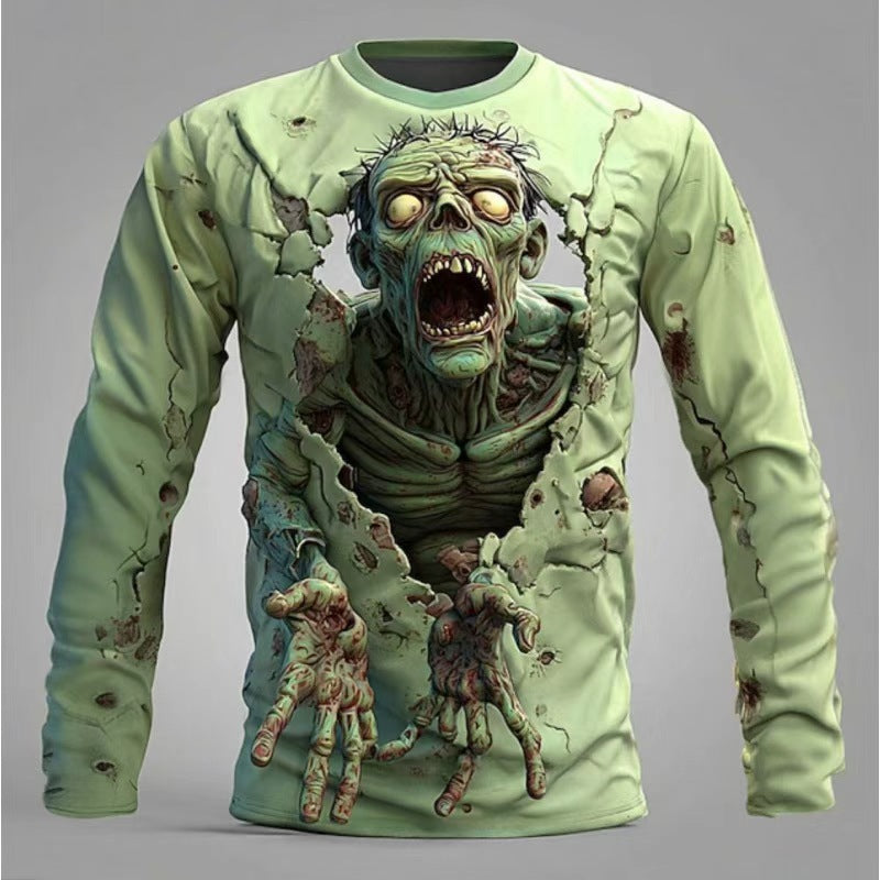 Herren Langarmshirt mit 3D Zombie-Motiv Echoarchiv