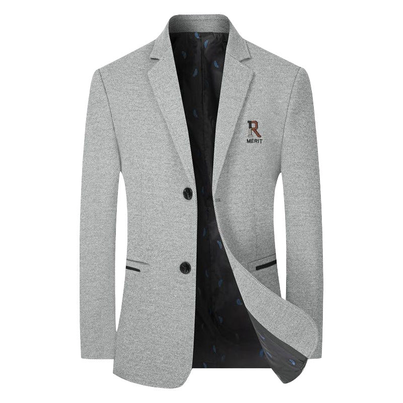 Herren Sakko Slim-Fit aus strukturierter Wollmischung mit kontrastiertem Innenfutter – Tianoro