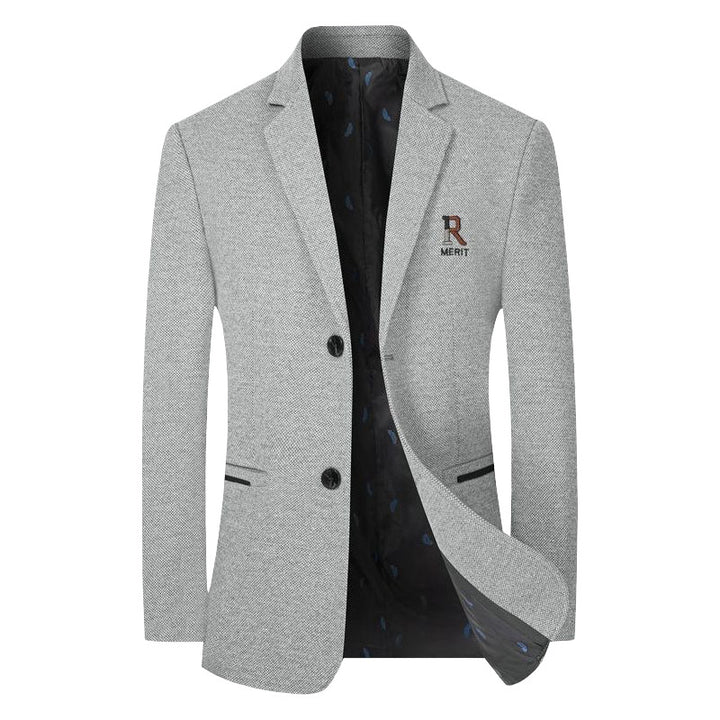 Herren Sakko Slim-Fit aus strukturierter Wollmischung mit kontrastiertem Innenfutter – Tianoro