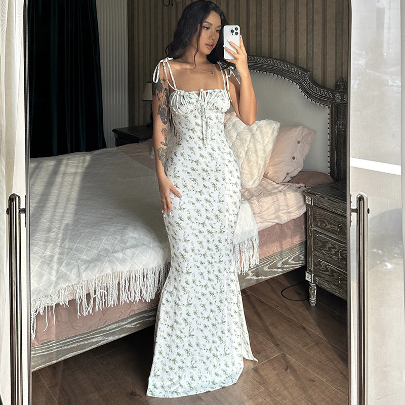 Damen Maxikleid mit zarten Blumenmustern und verstellbaren Spaghettiträgern Echo Archiv