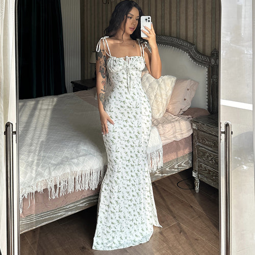 Damen Maxikleid mit zarten Blumenmustern und verstellbaren Spaghettiträgern Echo Archiv