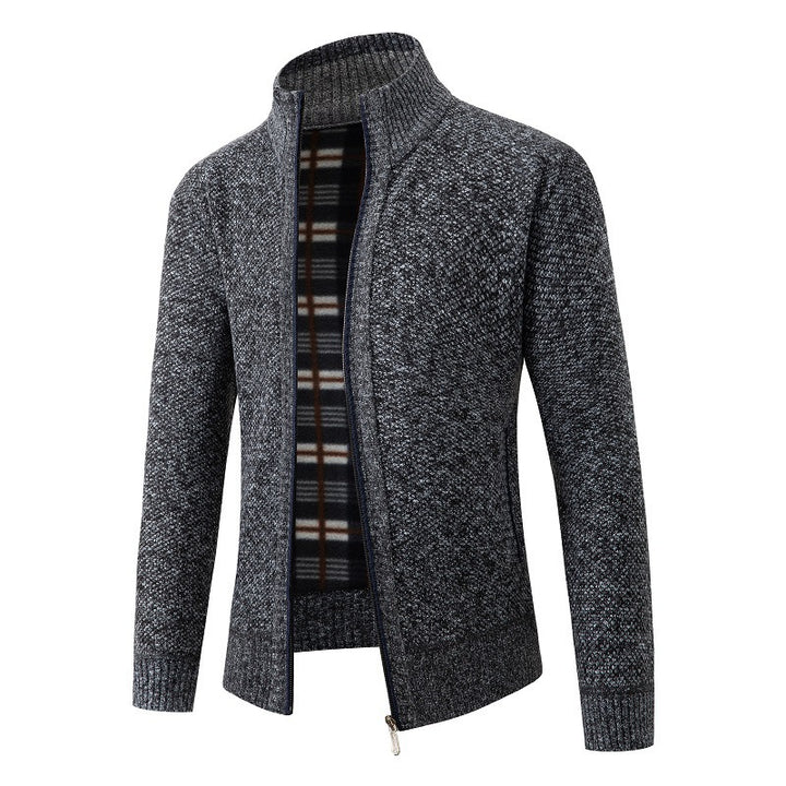 Herren elegante Strickjacke mit hohem Kragen und praktischem Reißverschluss Echoarchiv