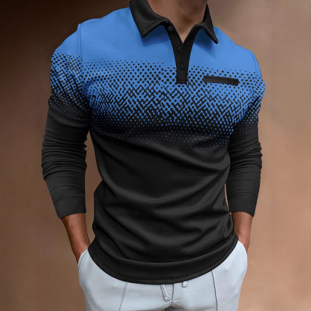 Herren Poloshirt mit modernem Farbverlauf und stylischen Kontrastdetails Echoarchiv
