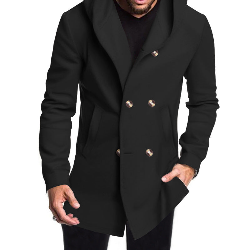 Herren eleganter und warmer Mantel mit doppelter Knopfleiste und großen Taschen Echoarchiv