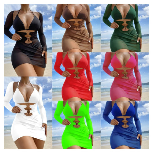 Damen Badeanzugkleid mit raffinierten Cut-Outs und langen Ärmeln Echo Archiv