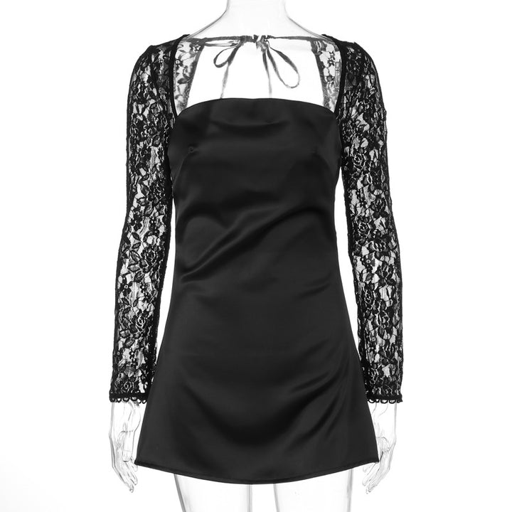 Damen elegantes Kleid mit luxuriösen Spitzenärmel und schickem Rückenverschluss Echo Archiv