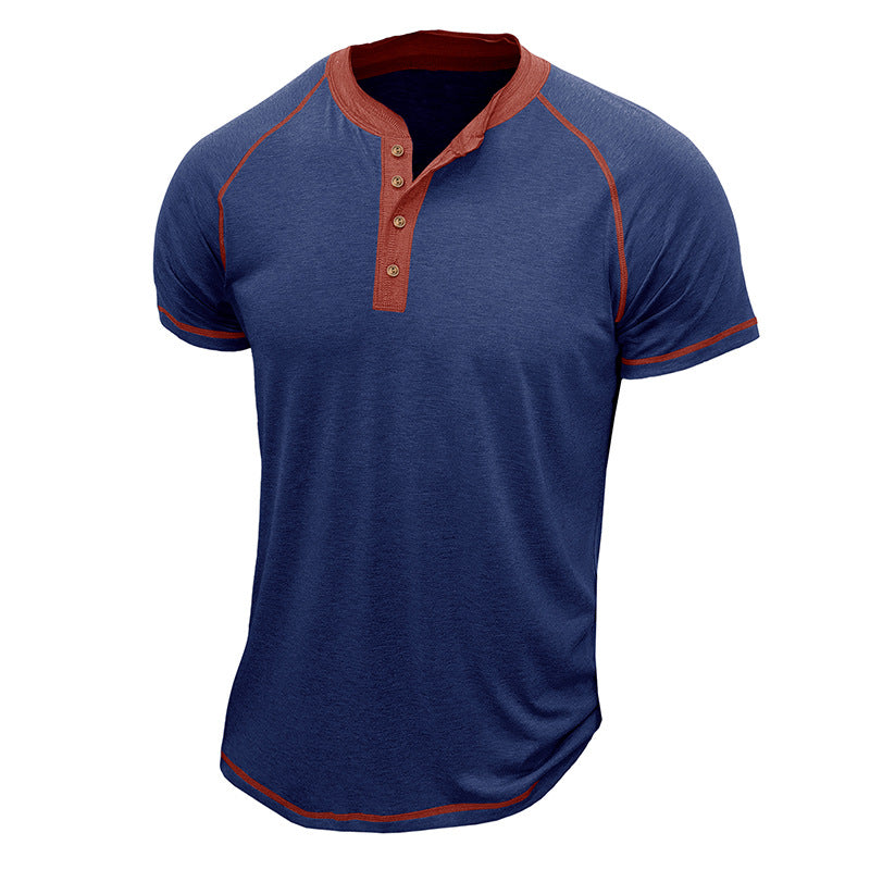 Herren Kurzarm Henley-Shirt mit Kontrastdetails und strapazierfähigem Stoff Echoarchiv