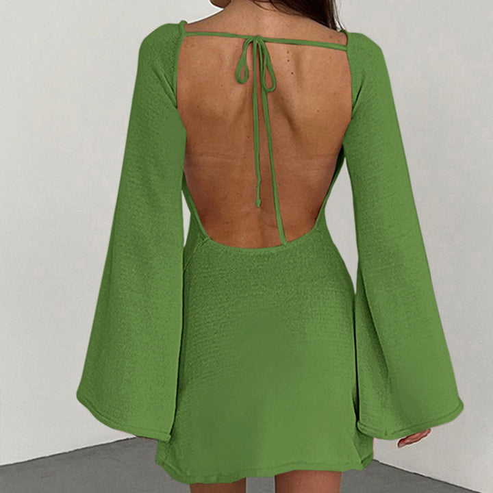 Damen lässiges Strickkleid mit weiten Ärmeln und Rundhalsausschnitt Echo Archiv