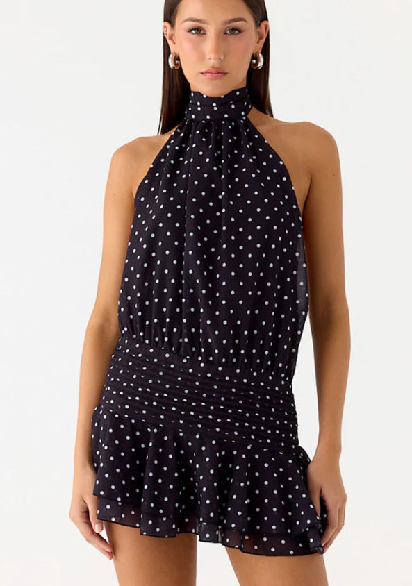 Damen Neckholder Minikleid mit Rüschensaum und gepolstertem Oberteil Echo Archiv