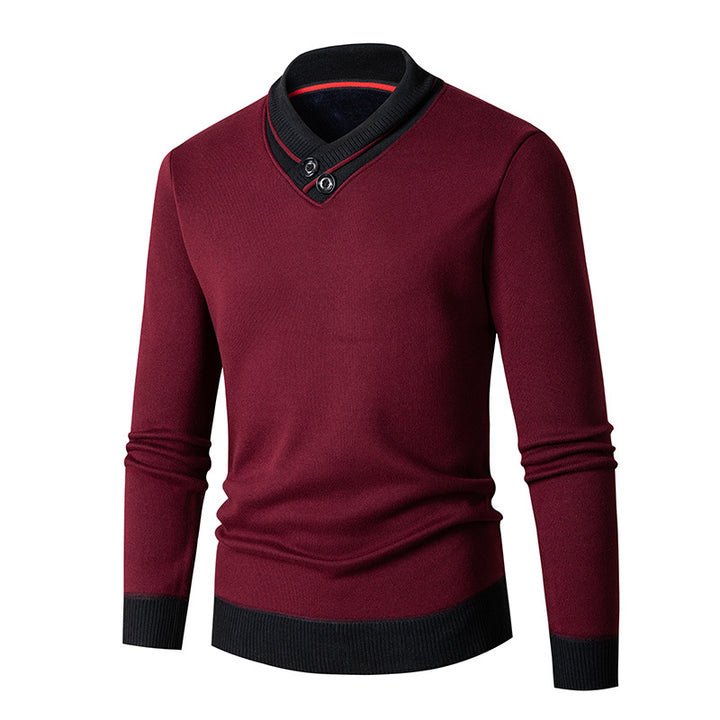 Herren eleganter V-Ausschnitt Pullover mit modischem Kragen Echoarchiv