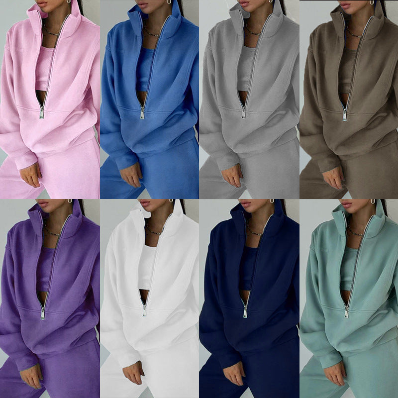 Damen nan Oversize Halbzip-Sweatshirt mit hohem Stehkragen und verdeckter Kängurutasche Echo Archiv