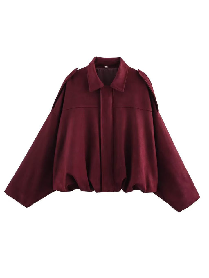 Damen Cropped Boxy‑Übergangsjacke im Wildlederlook mit Epauletten Echoarchiv