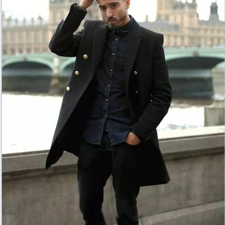 Herren eleganter, modischer Mantel mit doppelter Knopfreihe und edlen Details Echoarchiv