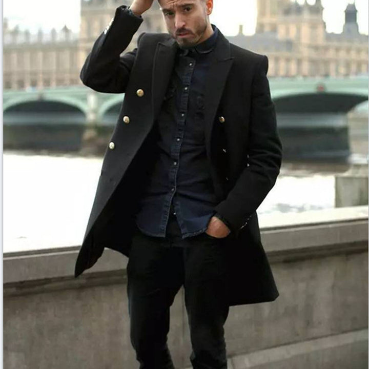 Herren eleganter, modischer Mantel mit doppelter Knopfreihe und edlen Details Echoarchiv