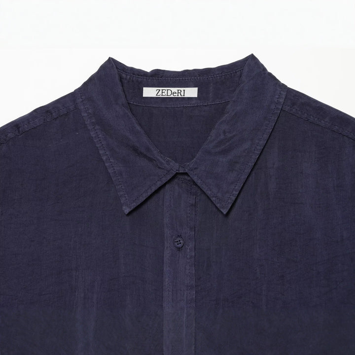 Damen Oversize Ärmellose Hemdbluse aus Leinenoptik mit durchgehender Knopfleiste Echo Archiv
