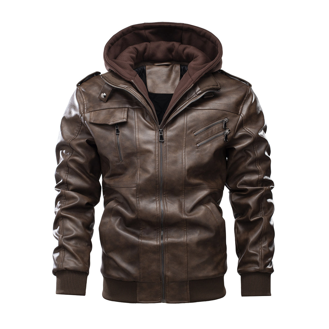 Herren Lederjacke mit herausnehmbarer Kapuze Echoarchiv
